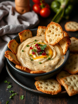 Dip de alcachofa con trozos de pan