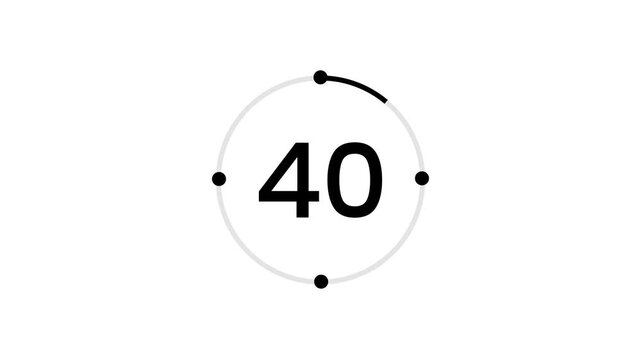 45 Seconds Countdown with Circle on white background