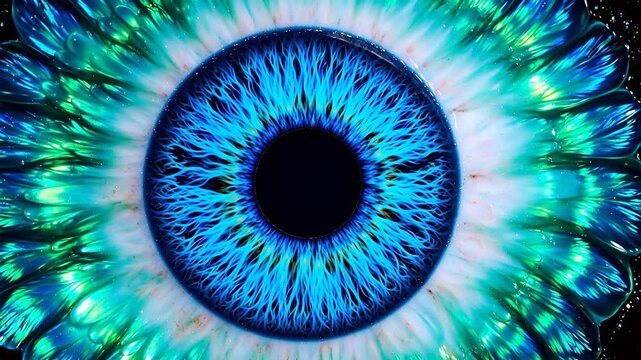 Closeup of a vibrant blue eye