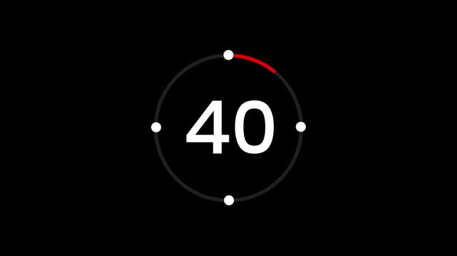 45 Seconds Countdown with red circle smooth