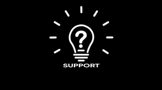 Support concept with question mark light bulb on black background help assistance