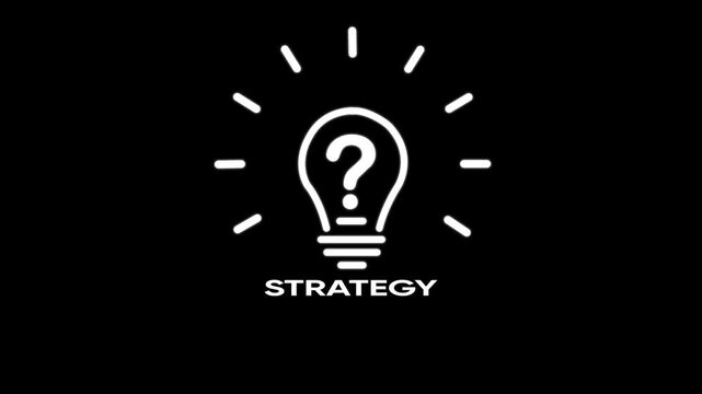 Strategy concept light bulb with question mark symbolizing ideas and planning on black background business strategy