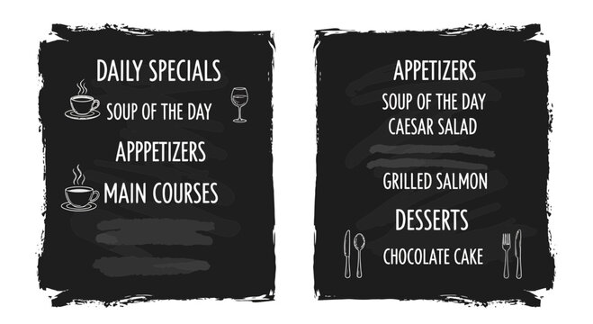 Chalkboard Menu Design with Daily Specials and Appetizers