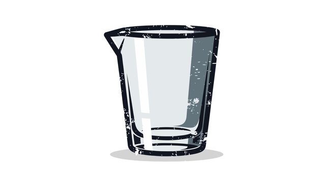 Empty glass beaker with handle on white background