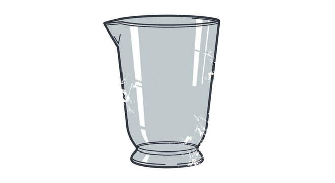 Empty glass beaker with spout, hand-drawn illustration