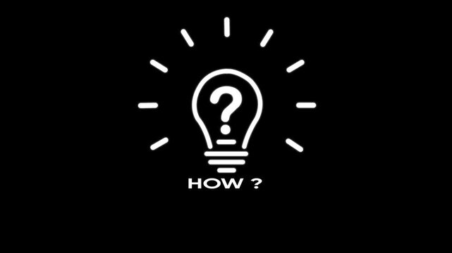 Light Bulb Question Mark Concept with How Text on Black Background for Problem Solving and Ideas