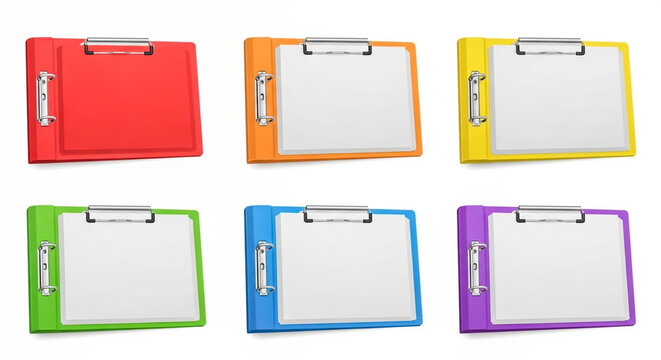 set of six colorful empty photo frames on white background minimal design
