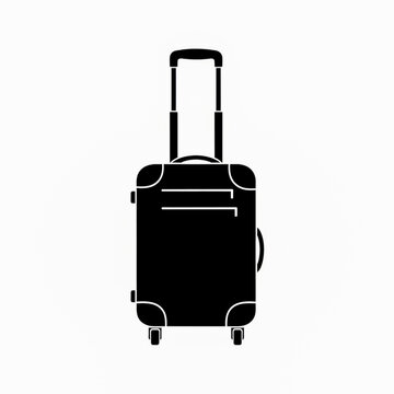 Black rolling suitcase with silver accents isolated on white background for travel
