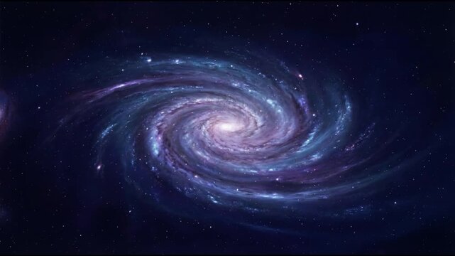 Spiral galaxy shows glowing red and amber swirling arms with diffuse interstellar dust scattered stars soft light gradients calm ethereal depth and seamless motion