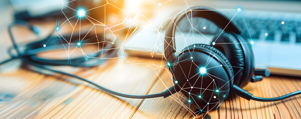 Headset connecting global network with virtual technology