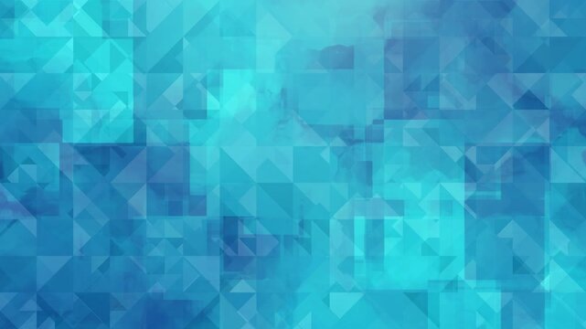 Abstract blue geometric pattern background animation, triangles overlapping, digital crystal texture