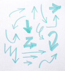 Obraz premium Hand-Drawn Teal Marker Arrows Set png