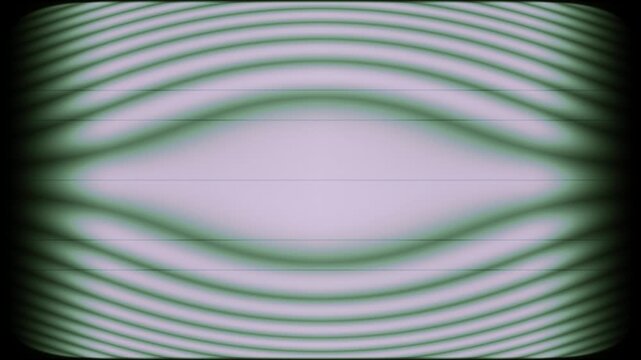 A screen with green wavy lines and an eye effect. CRT monitor is a vintage wave interference display.