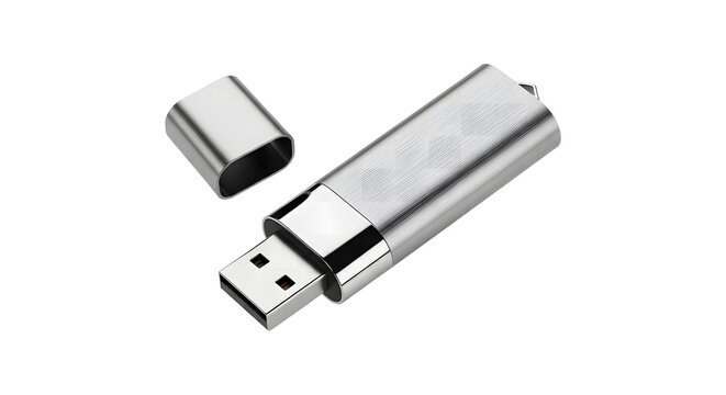Usb flash drive and cap isolated on transparent background