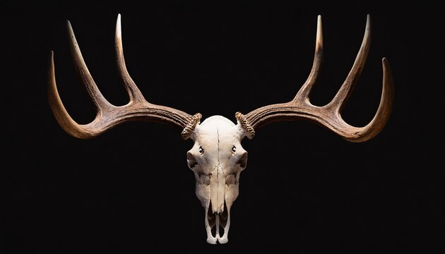 Isolated Deer Skull With Antlers A Nature Item Trophy Taxidermy Bone Spooky Dead Animal
