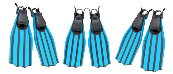 Set of diving flippers for summer holidays and snorkeling on white background. © Vasyl Onyskiv