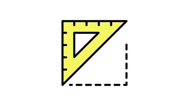 4k animation of 90 degree angle. Icon of 90 degree. A cute angle. Minimalist Line Art Ruler. Symbol for measure and math isolated icon animation.