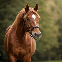 Obraz premium Chestnut Majesty: A Portrait in Autumn Light
