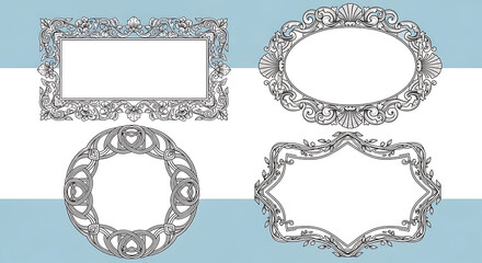 Obraz premium Ornate Picture Frames on Blue Background