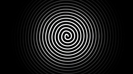 Fototapeta premium Concentric White Spiral Pattern Radiating on Black Background