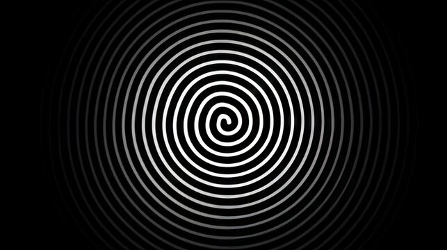 Concentric White Spiral Pattern Radiating on Black Background