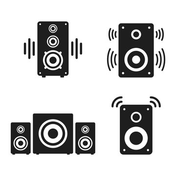Speaker sound system icon in flat style. Loudspeaker vector illustration on isolated background. Music subwoofer sign business concept.