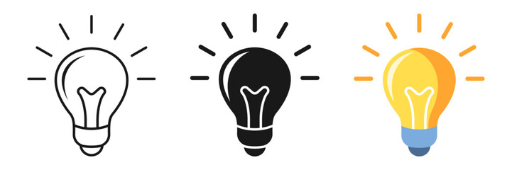 Light bulb icon set collection in flat style. Lightbulb vector illustration on isolated background. Idea sign business concept. © Lysenko.A