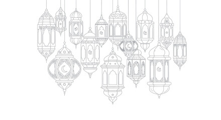Fototapeta premium Decorative Arabic Lanterns Hanging Ramadan Islamic Ornate Light Ornaments
