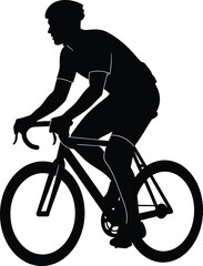 Obraz premium Cyclist silhouette riding bicycle on white background - fitness concept