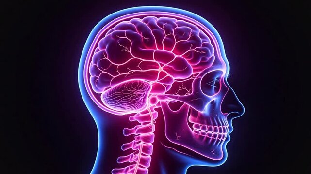 Human brain and skull anatomy