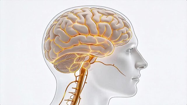 Human brain and nervous system illustration