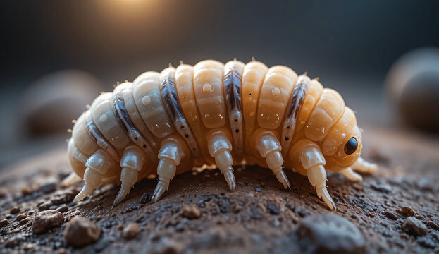 Close-up of a Woodlouse on Soil.