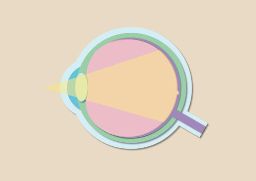 Dilated eye exam, conceptual illustration