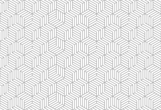 Hexagon line abstract seamless pattern background. Gray line on white.	