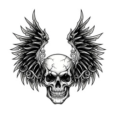 Obraz premium Winged Skull Illustration
