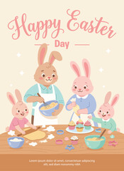 Fototapeta premium Easter Bunny Family Baking Activity