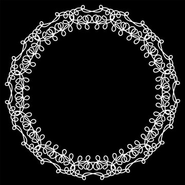 White round lace frame on a black background