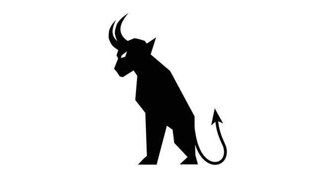 Black silhouette of devil animal.