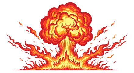 Explosion Burst Fire Ball Mushroom Cloud With Flames
