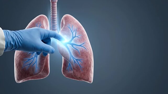 Lung anatomy respiratory system medical illustration human organ healthcare glove bronchial tree trachea medical research anatomy study medical illustration lungs bronchial tubes highlighted gloved