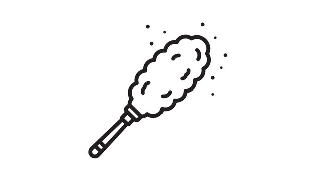 Feather duster icon with scattered dust particles to symbolize cleaning and housekeeping tasks. featuring home, hygiene, clean with broom and mop