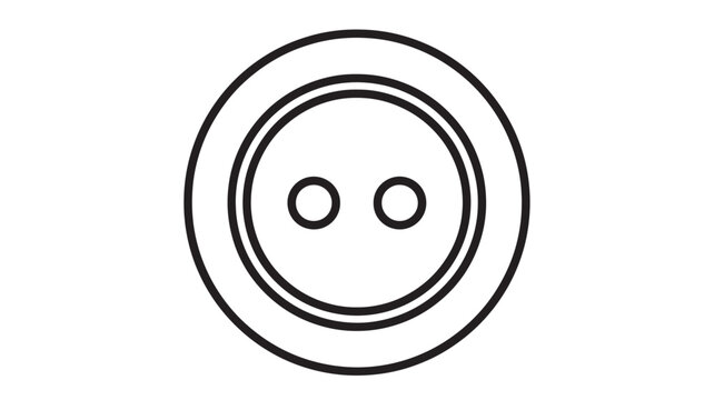 Button simple outline with two holes for sewing, a circular clothing accessory for fastening fabric featuring icon, fastener, craft with apparel and