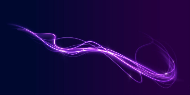 Electric light trail forms a smooth flowing loop. Small sparks pulse along the bright path. PNG effect creates a clean isolated glow.