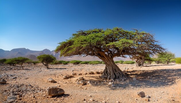 Frankincense Tree On A Summer Sunny Day In Dhofar Region In Sultanate Of Oman