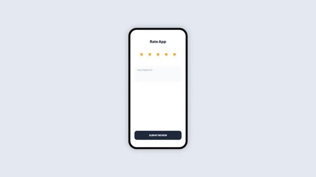 Mobile App User Interface Animation for Five Star Application Rating Review