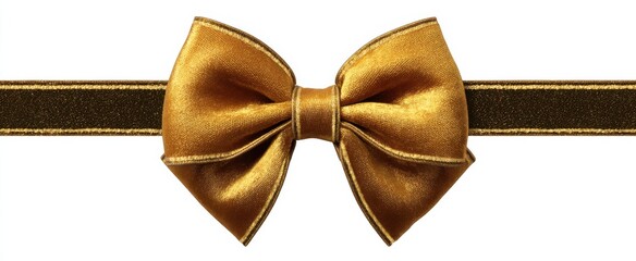 Fototapeta premium Chic Gold Velvet Ribbon Bow Decoration for Holiday Gift Wrapping and Festive Celebrations