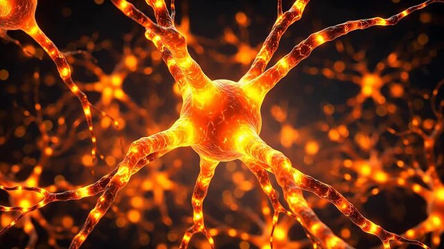 Neuron cell structure with glowing dendrites