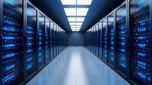 server room with rows of data racks