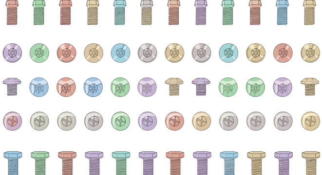 Colorful bolts and nuts collection.