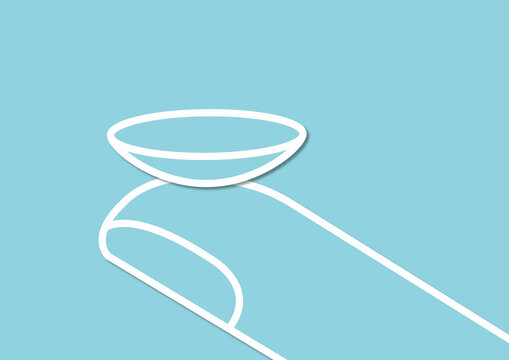 Finger holding contact lens, illustration
